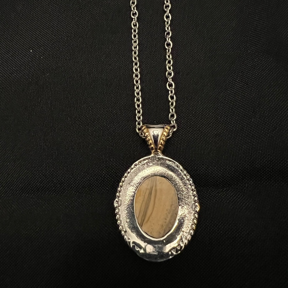 🪶 Jasper & Stainless Steel Jewelry Set – Necklace + Ring (Size 10), Synthetic - Picture 13 of 14